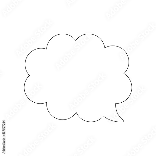 Speech bubble with black outline isolated on white background. Vector illustration