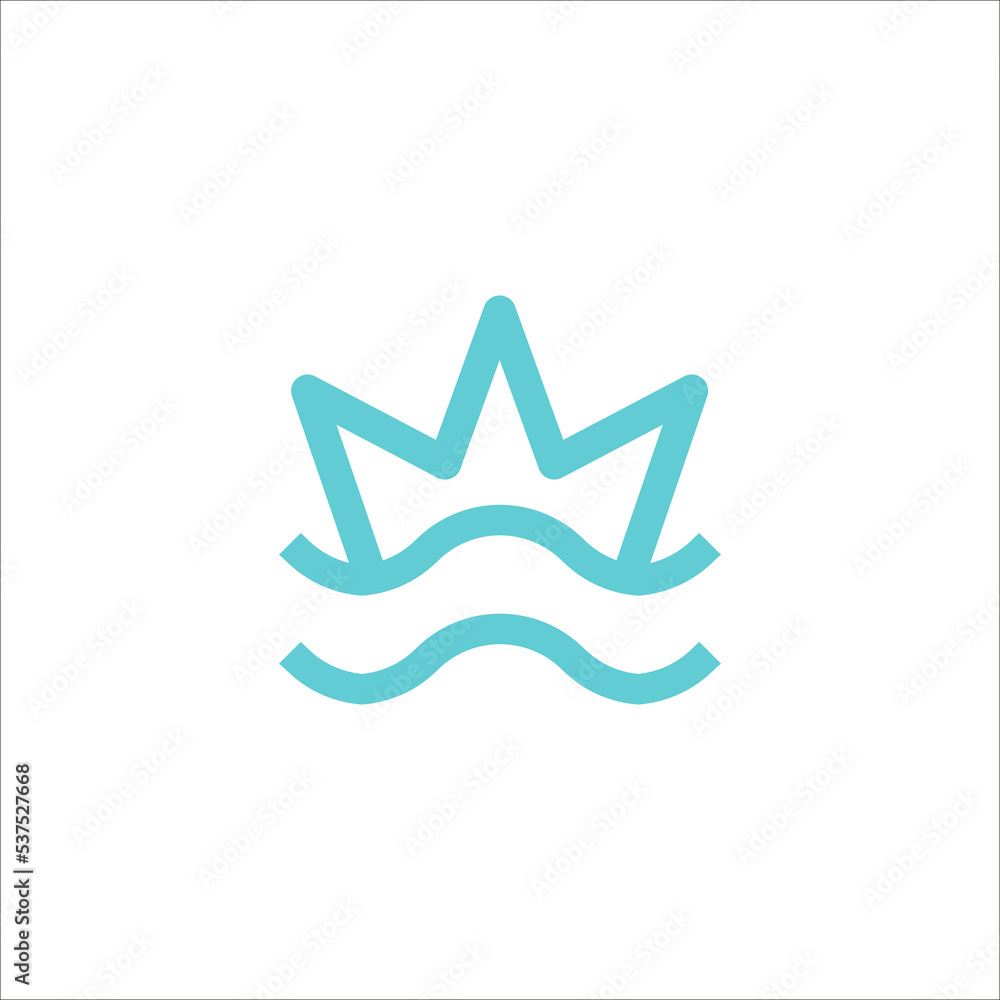 crown and waves logo design vector crown and waves logo design vector