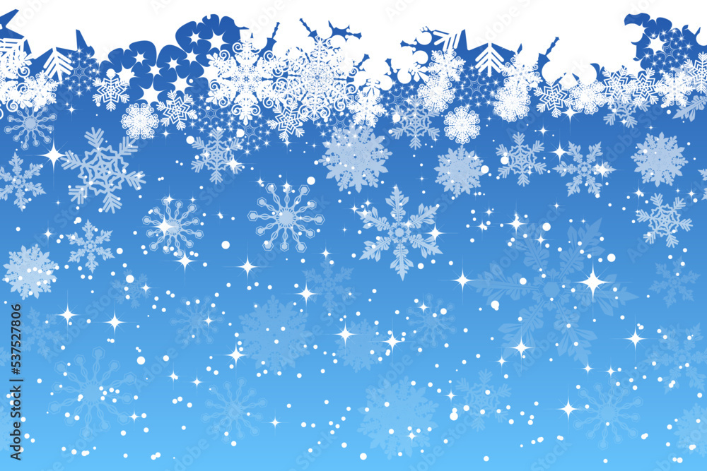 Snow blizzard of beautiful artistic falling snowflakes. Christmas holiday background for celebration decoration design.