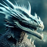 Portrait of a beautiful formidable legendary dragon. Image of an ancient dragon. 3d rendering