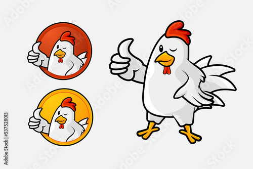 Stampa su tela chicken logo or mascot with cute design