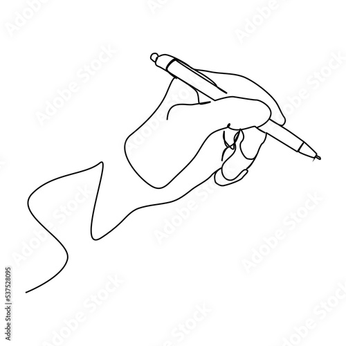 Continuous line Hand drawn line Holding a pen and pencil