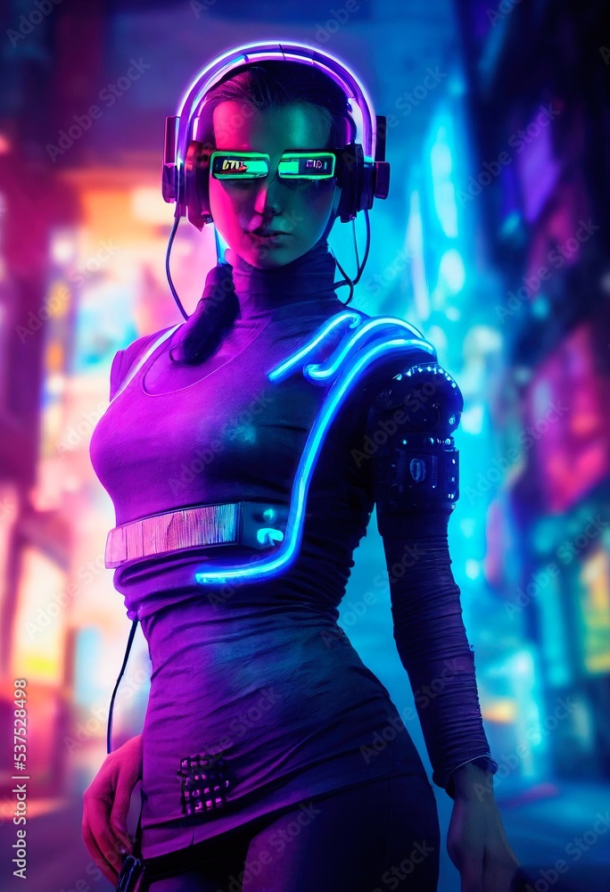 cyberpunk futuristic sci-fi girl world