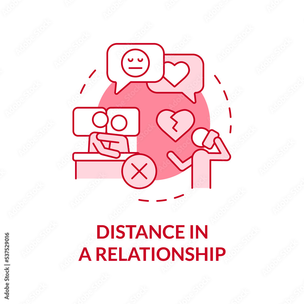 Distance in relationship pink concept icon. Couple issues. Divorce reason abstract idea thin line illustration. Isolated outline drawing Distance in relationship pink concept icon. Couple issues. Divorce reason abstract idea thin line illustration. Isolated outline drawing