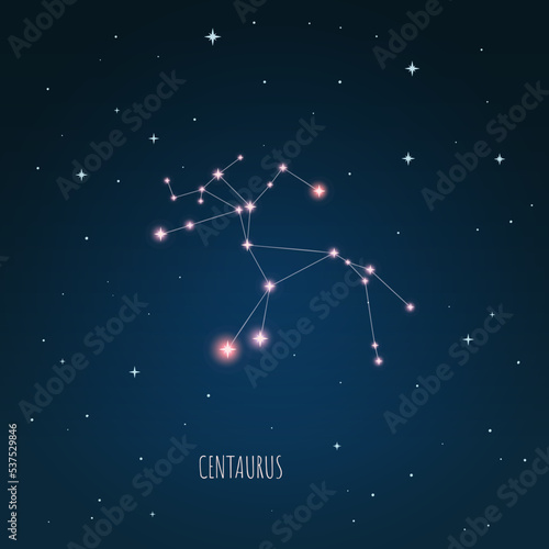 Constellation Centaurus on the background of starry sky. Constellation scheme collection Vector illustration	