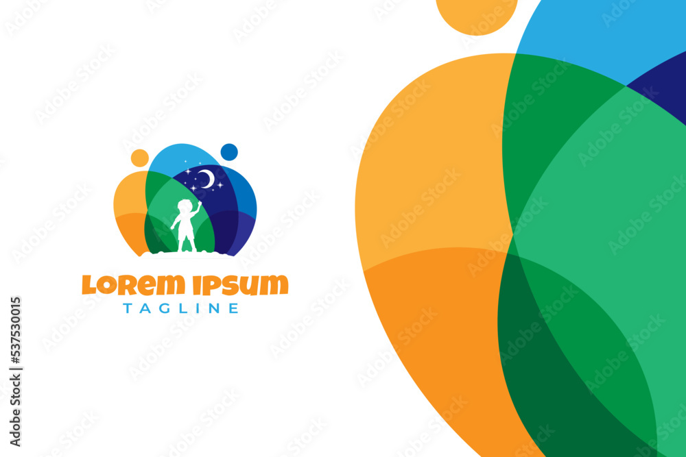 Fototapeta premium logo of a child reaching for a star