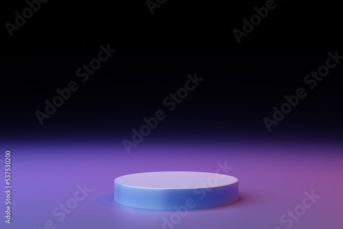 Light round podium on a black background, 3d render