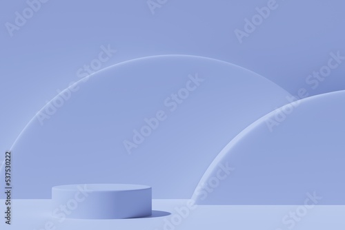 Two round podiums on a blue background, 3d render