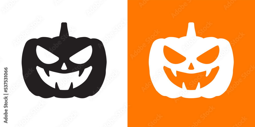 Fototapeta premium Halloween pumpkin scary face icons design vector. Jack lantern symbol illustration.