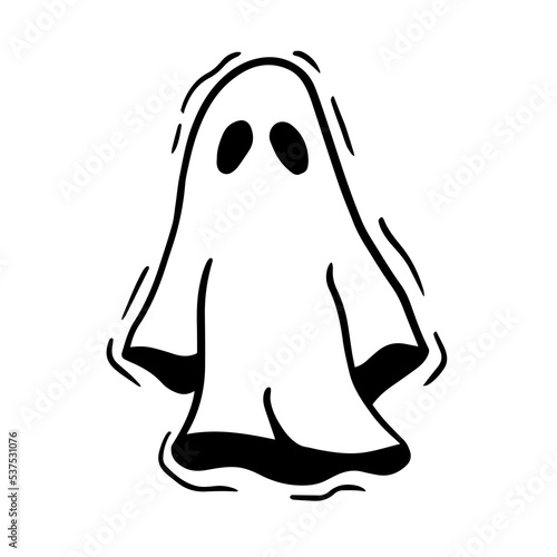 Ghost doodle character illustration design vector.