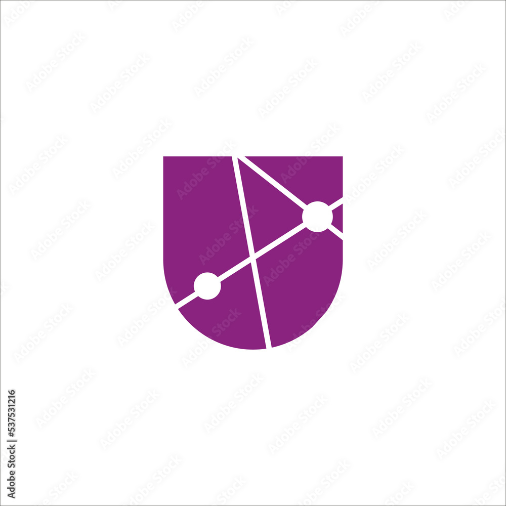U circuit board connection logo design vector sign U circuit board connection logo design vector sign