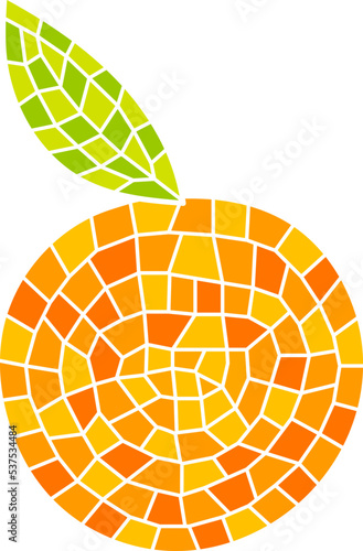 Orange mosaic isolated fruit element