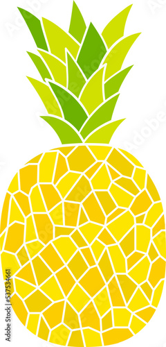 Pineapple flat mosaic isolated fruit photo