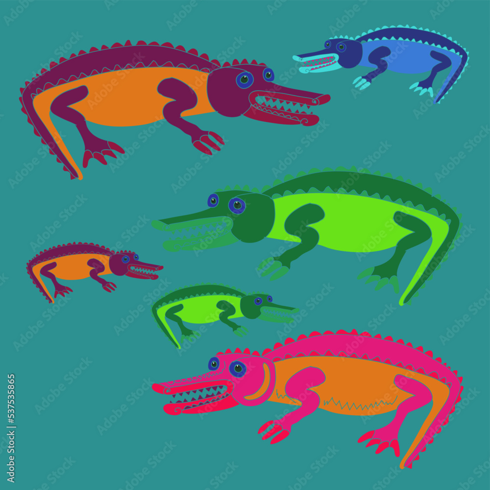 Naklejka premium Stylized colored reptile. Hand drawn.