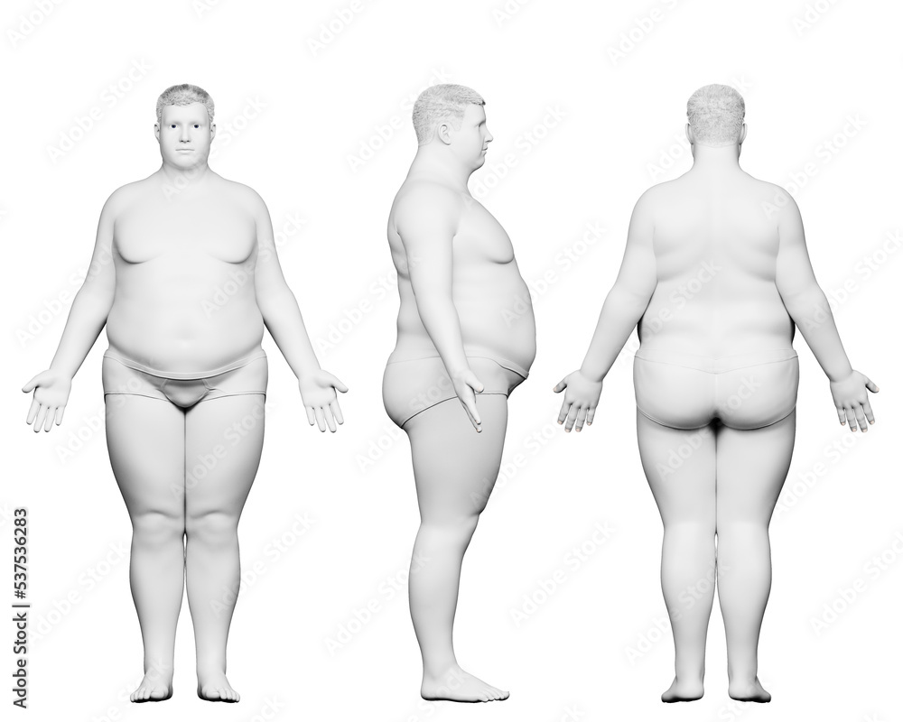 3d rendered medical illustration of an obese male body 3d rendered medical illustration of an obese male body