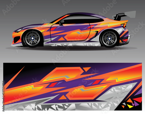 Sport Car decal wrap design vector. Graphic abstract stripe racing background kit designs for vehicle  race car  rally  adventure and livery