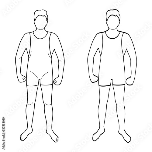 Wrestler vector silhouette outline, male athlete figure