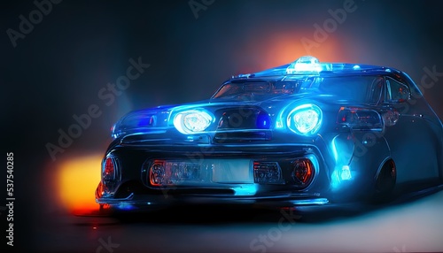 illustration of a abstract police car with blue light © funkenzauber