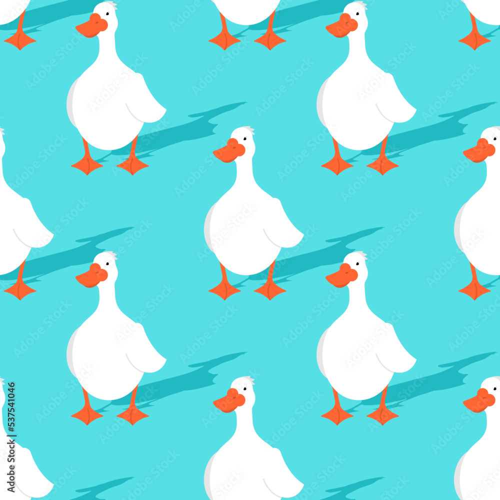 White goose Pattern seamless. waterfowl Background. Baby fabric texture White goose Pattern seamless. waterfowl Background. Baby fabric texture