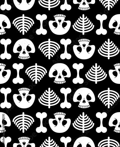 Skull cartoon Pattern seamless. funny skeleton Background. bone texture