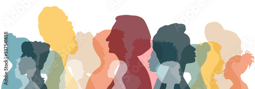 People stand side by side together. Flat vector illustration.