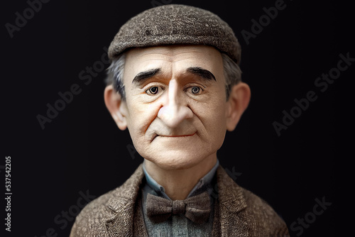 3D rendered portraits of Thomas Alva Edison wool felt dolls, cartoon cute historical figures, can be used for education, cultural commentary, and magazine reports. photo