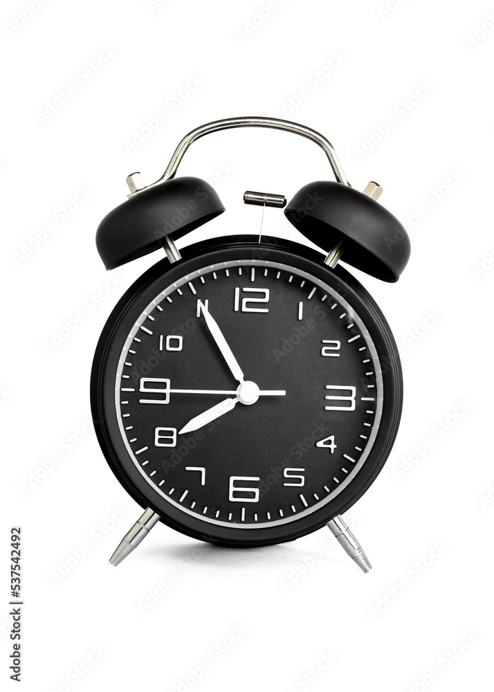black alarm clock isolated on white background black alarm clock isolated on white background