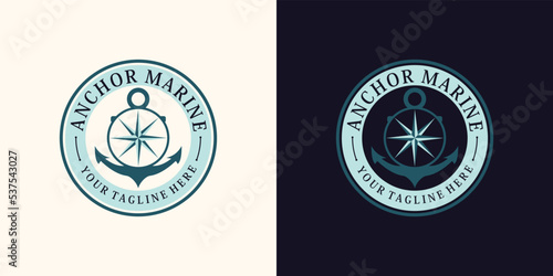 anchor logo design for sailor icon with creative concept Premium Vector