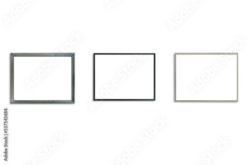 Three empty blank photo frames in PNG isolated on transparent background