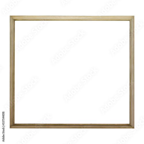 Empty blank golden frame in PNG isolated on transparent background