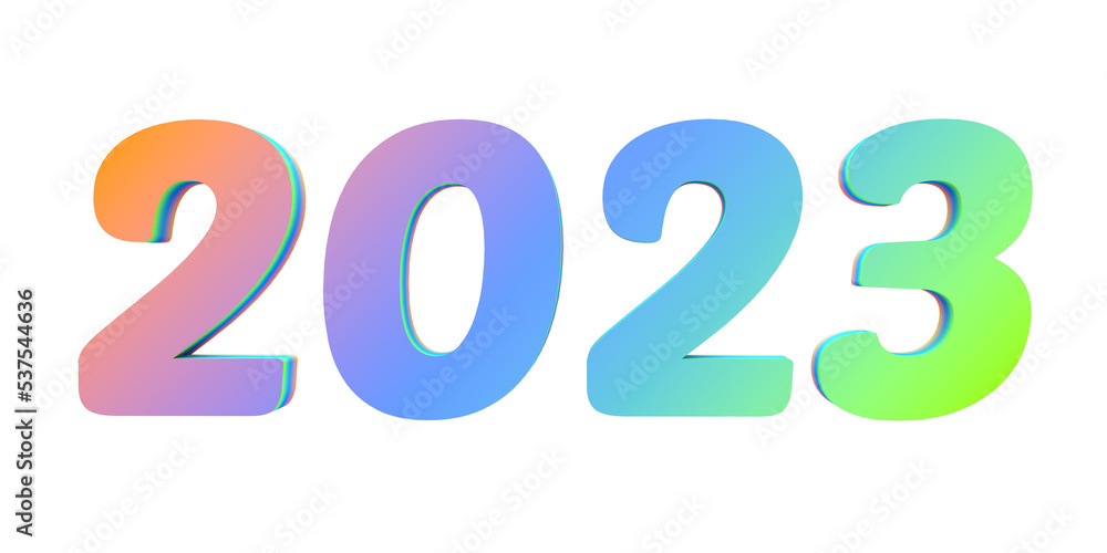 Colorful number 2023 isolated on background. New Year. 3D render Colorful number 2023 isolated on background. New Year. 3D render