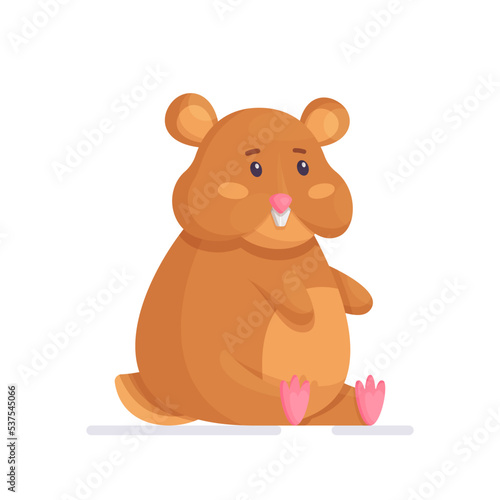 Cute hamster isolated on white background. Vector illustration of a ginger hamster. Domestic animal.