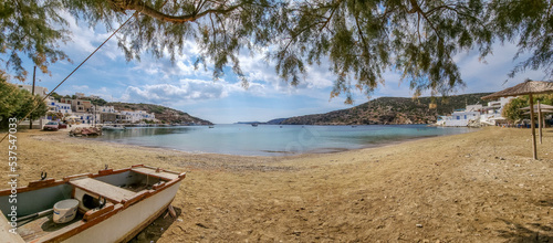 Panorama of the beach at Faros on Sifnos Island in Greece photo