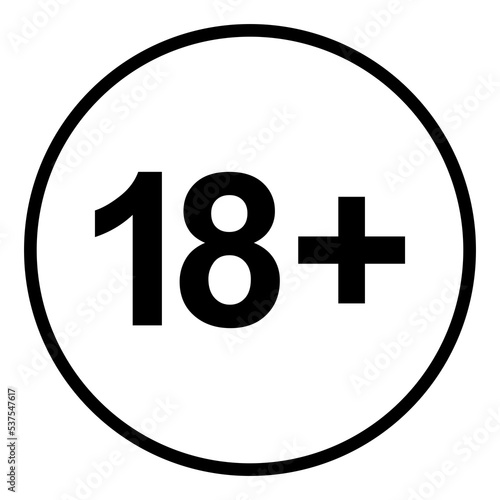 Sign of Adult Only for Eighteen Plus (18+) and Twenty One Plus (21+) Age. Age Rating Icon Symbol. Format PNG