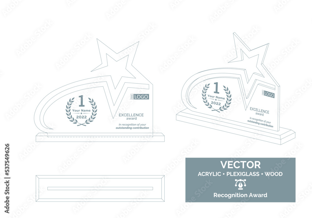 Obraz premium Star trophy Vector Template, Business trophy Distinction Award, Corporate Recognition trophy Award