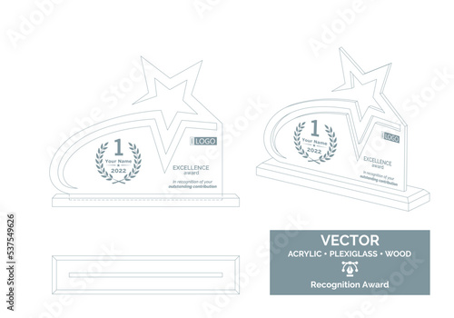 Star trophy Vector Template, Business trophy Distinction Award, Corporate Recognition trophy Award