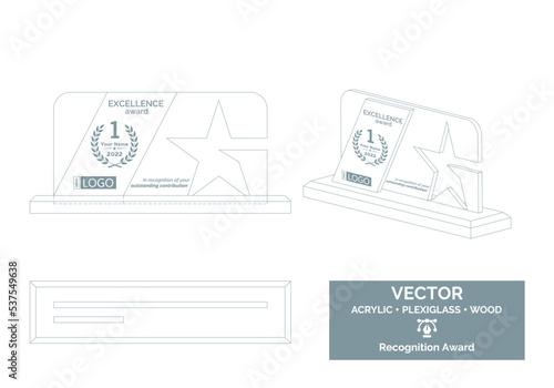 Star trophy Vector Template, Business trophy Distinction Award, Corporate Recognition trophy Award