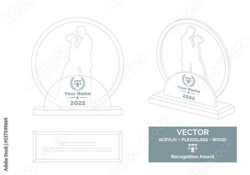 Wedding trophy vector template, Bride and groom trophy template. 