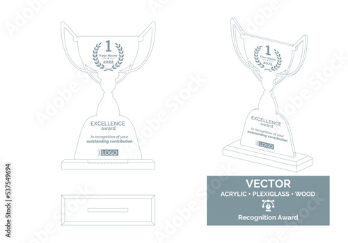 Trophy Vector Template. Trophy Distinction Award. Recognition Trophy Award.