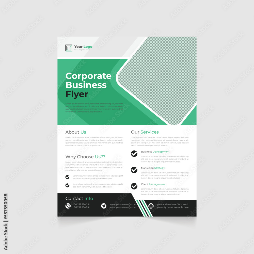 Corporate business flyer template design. Perfect for creative professional business flyers, brochures, and magazines.