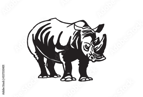 Vector illustration of rhino isolated on white background  graphics 