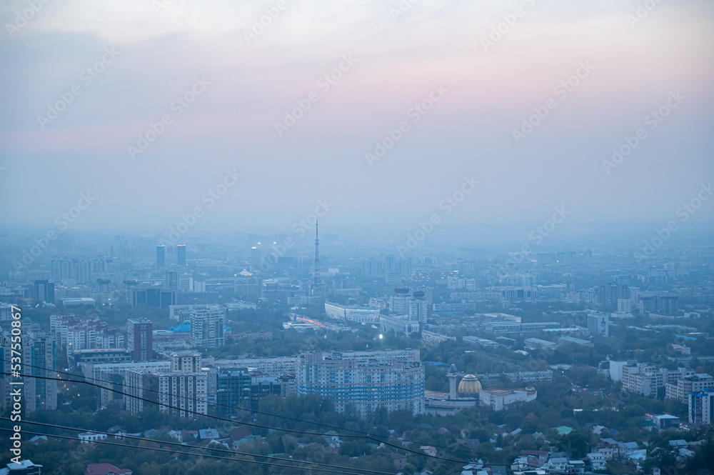 City of Almaty at sunset. Kazakhstan