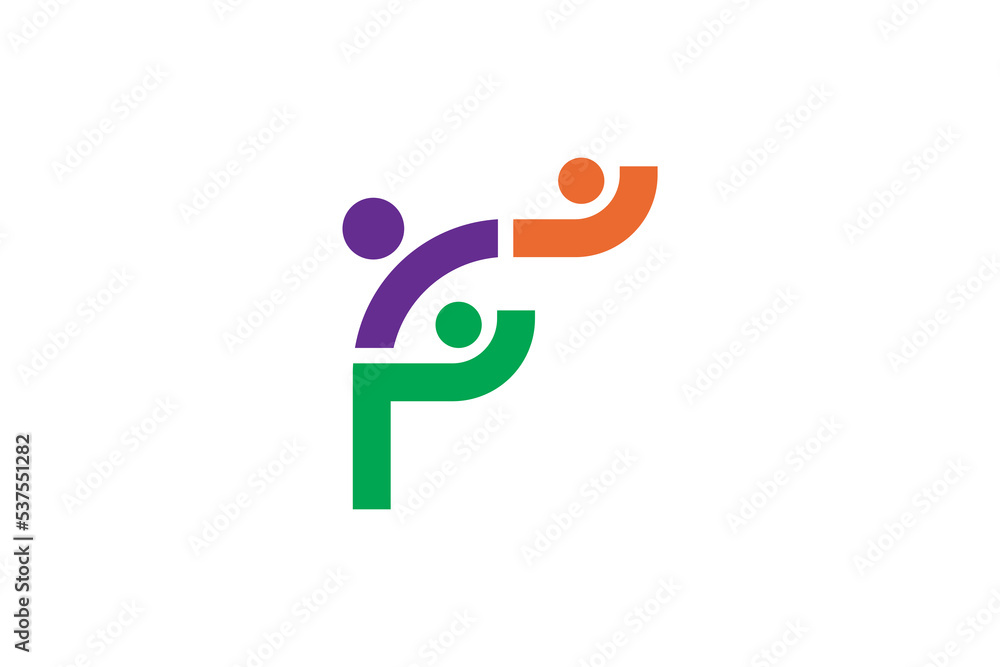 Letter F family logo, People foundation community logo Letter F family logo, People foundation community logo