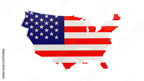 map of United States isolated on white background.