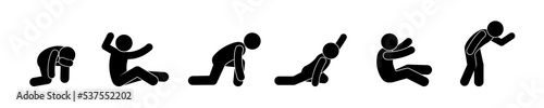 sad people illustration, icon man sitting, stick figure human silhouette