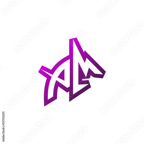 PM cool logo design esport and gaming concept