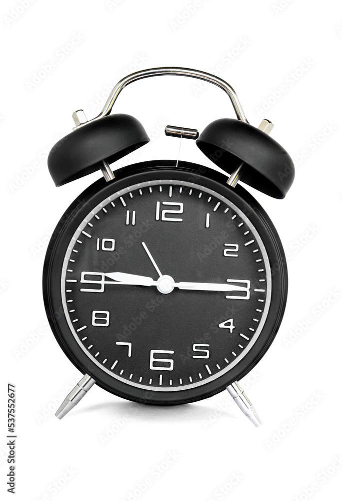 black alarm clock isolated on white background black alarm clock isolated on white background