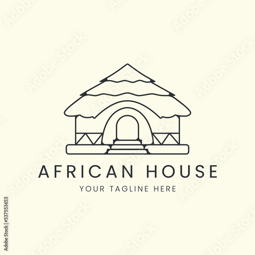 african house with line art style logo vector illustration icon template design