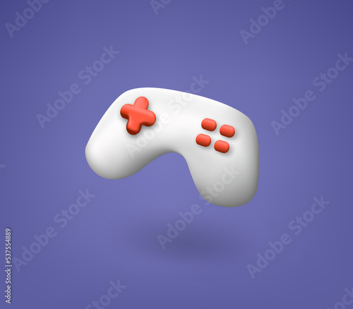 Video game joystick with red buttons. 3d vector illustration