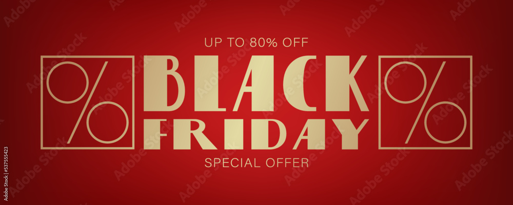 Black Friday banner with golden text for promotion, advertising, online advertising, social media, fashion advertising, market flyer, shop brochure, advert, tag, sign, label, coupon or store poster.